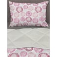 thumbnail image 3 of Floral Comforter & Sham Bedding Set, Top View Illustration of Romantic Blooming Roses Composition, 3 pcs Duvet Set Microfiber Filling Quilt, 5 Sizes, Pink Mauve Taupe, by Ambesonne, 3 of 4