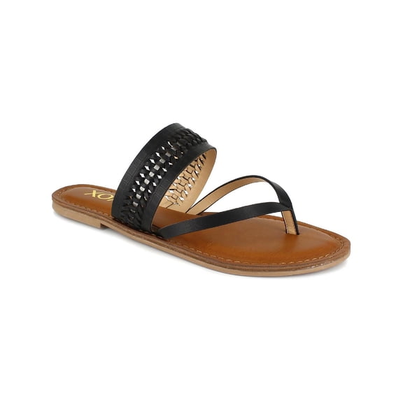 XOXO Womens Robby Faux Leather Flat Thong Sandals