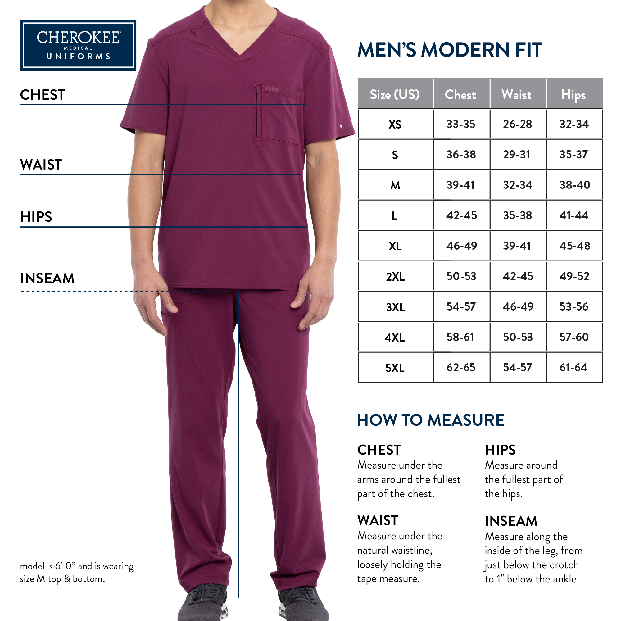 Cherokee Infinity Men Medical Scrubs Top V-Neck Plus Size CK902, 5XL, Texture Power - image 2 of 6