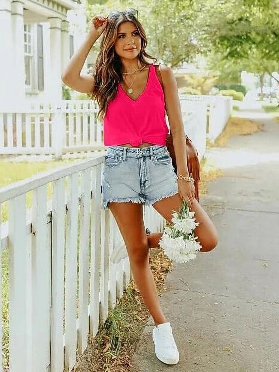 MOSHU Women's Deep V-Neck Flowy Summer Tank photo 4