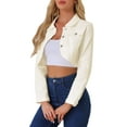 thumbnail image 5 of INSPIRE CHIC Casual Denim Jacket for Women's Collared Button Down Long Sleeve Crop Jean Jackets S Beige, 5 of 7