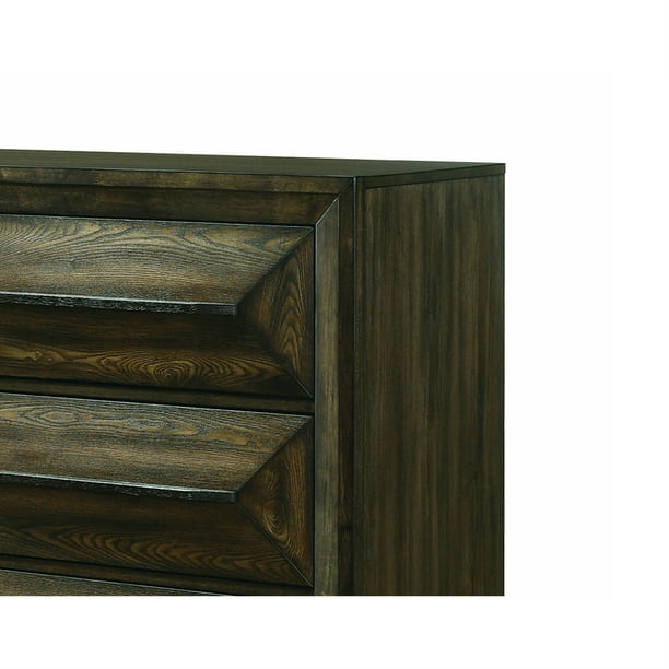 Traditional Wooden Dresser with 6 English Dovetail Drawers, Brown