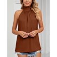 thumbnail image 3 of LAVA Women's Sleeveless Tie Halter Neck Summer Tops Casual Tank Top Blouse Shirts (Brown, S), 3 of 7