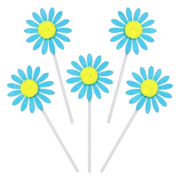 Uxcell 30 Pcs Daisies Cupcake Toppers, 2 x 2" Flower Cupcake Toppers, Blue