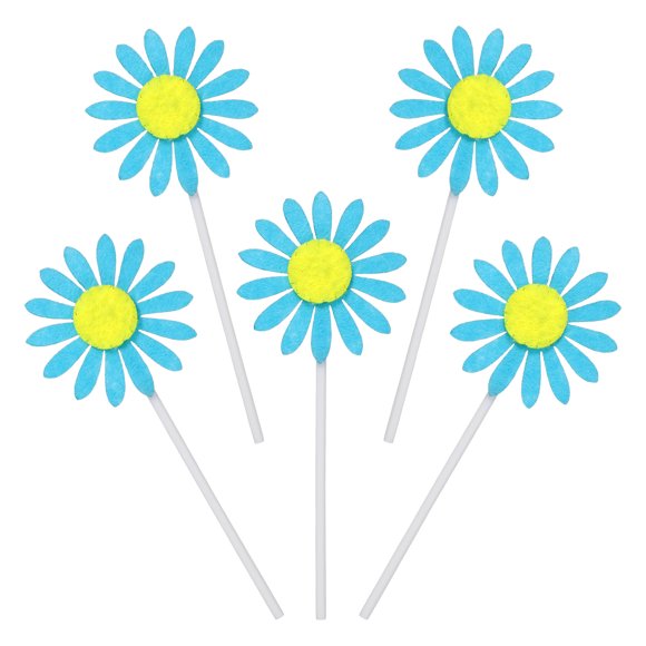 Uxcell 30 Pcs Daisies Cupcake Toppers, 2 x 2" Flower Cupcake Toppers, Blue