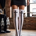 thumbnail image 3 of Halloween Thigh High Stockings for Women Over The Knee Socks with Festive Allover Print Soft Stretchy Knit Costume Hosiery Perfect for Cosplay Parties and Themed Events White, 3 of 4