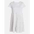 thumbnail image 5 of Time and Tru Women's Tiered Cotton Mini Dress with Short Sleeves, Sizes XS-XXXL, 5 of 5