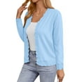 thumbnail image 4 of MOSHU V neck Cardigans for Women Long Sleeve Button Down Sweaters Open Front Knit Shrugs Cardigan Outerwear Coats, 4 of 9