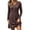 Brown, variant on Lnmiateer Women Henley V Neck Ribbed Long Sleeve Mini Dress Button Up Loose Swing A-Line With Pockets Casual Loungewear Weekend Outfit