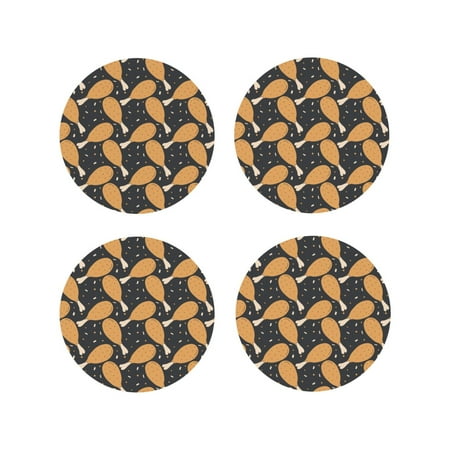 

Junzan Chicken Legs Print Coasters for Drinks - Leather Coasters Set of 4 for Coffee Table for Housewarming/Kitchen/Bar/Decor-Round Shape