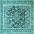 thumbnail image 1 of Ahgly Company Indoor Square Medallion Light Blue Traditional Area Rugs, 5' Square, 1 of 4