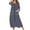 Strip-Navy, variant on Women's Zip Up Ankle Length Robes Half Sleeve Zipper Bathrobe Cotton House Coat with Pockets,Plus Size Striped O-neck House Coat Loungewear Long Nightgown Housedress,S-XXL Gray