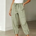 thumbnail image 2 of VBVC Women's Y2K Gingham Drawstring Jogger Pants , Casual Plaid Lounge Pants For Women , Ladies' Button Hem Trousers with Pockets, Army Green , S-2XL, 2 of 7