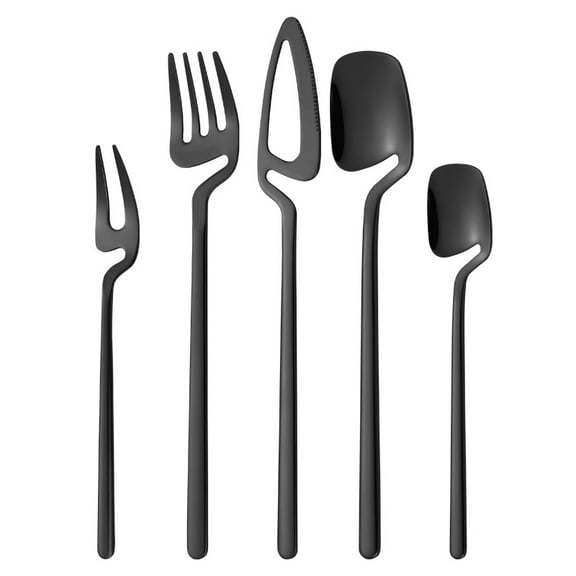 5-Piece Silverware Set, Stainless Steel Flatware Cutlery Set Matte Finished Utensil Dishwasher Safe Kitchen Dinnerware Set (black)