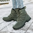 thumbnail image 4 of Lace Up Mid Calf Snow Boots for Women Warm Plush Waterproof Winter Booties Platform Fleece Lined Non Slip Work Shoes Green Size 8.5, 4 of 7