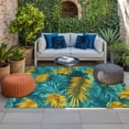 thumbnail image 2 of Tropical Leaves Outdoor Rug for Patio/Deck/Porch, Non-Slip Large Area Rug 4 x 6 Ft, Retro Pastel Turquoise Gold Palm Plant Indoor Outdoor Rugs Washable Area Rugs, Reversible Camping Rug Carpet Runner, 2 of 8