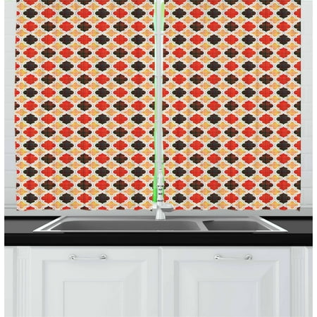 Geometric Curtains 2 Panels Set Antique Chevron With Victorian