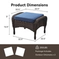 thumbnail image 7 of Unnifurnzi Patio Ottoman Set of 2-All Weather Wicker Outdoor Footstool with Removable Cushions Outdoor Olefin Fabric Outdoor Foot Rest for Deck Porch Balcony Garden-Brown/Blue, 7 of 7