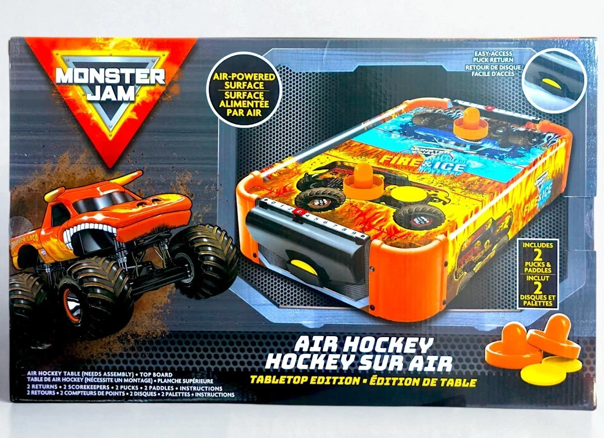 Monster Jam Wooden Electronic Tabletop Air Hockey Table