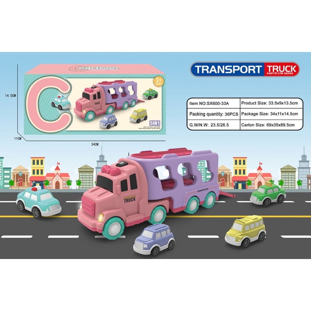 Camiones de juguete para niños de 4 a 6 años, coches de policía 5 en 1, juguetes para niños de 3 a 8 años, regalos de cumpleaños y Navidad con luz y sonido. Regalo de navidad