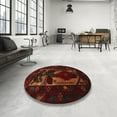 thumbnail image 4 of Ahgly Company Machine Washable Indoor Square Traditional Red Brown Area Rugs, 7' Square, 4 of 7
