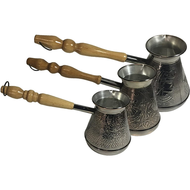 Set of Three Turkish Copper Coffee Pots, Turkish Greek Arabic