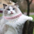 thumbnail image 1 of Volkmi 1pcs Leather Gem Rhinestone Pet Collar Puppy Cat Pet Ornament Blue XS, 1 of 12
