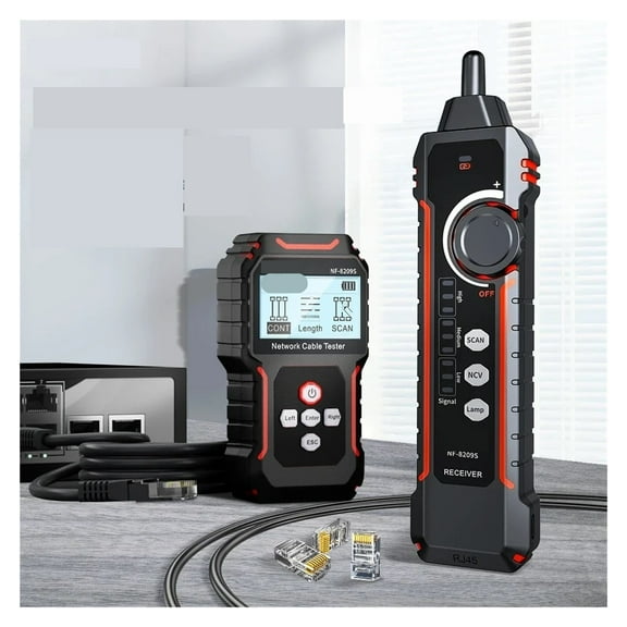 Network Cable Tester Cable Tracker Cat5 Cat6 PoE Tester Detect Length Continuity Test with NCV Lamp