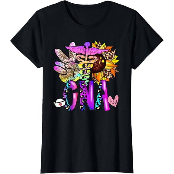 Peace Love CNA Nurse Certified Nursing Assistant Leopard T-Shirt