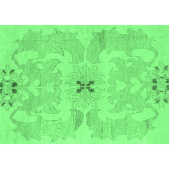 Ahgly Company Indoor Rectangle Abstract Emerald Green Modern Area Rugs, 2' x 4'