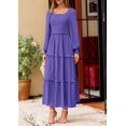 thumbnail image 4 of Vestido PRETTYGARDEN 2025 Maxi con Mangas Largas y Fruncido Morado Talla M, 4 of 8