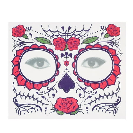 Temporary Tattoo Sticker Scars Terror Halloween Flowers Pattern Eyes Face Stickers Makeup Stage
