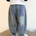 thumbnail image 6 of MEZZALL Child Pants Stylish Girls Distressed Blue Solid Color Denim Pants Loose Fit Patchwork Cargo Jeans Casual High Waist Wide Leg Summer Trousers For Girls Autumn Fashion Trendy Bottoms, 6 of 9