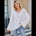 thumbnail image 4 of Suéter de Encaje con Apliques de Lentejuelas para Mujer, Otoño e Invierno, Cuello en V, Larga, Moderno y , Informal S, 4 of 9
