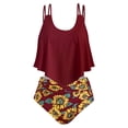 thumbnail image 1 of Plus Size Swimsuit Women Two Pieces Bathing Top Ruffled With High Waisted Bottom Bikini Set, 1 of 4
