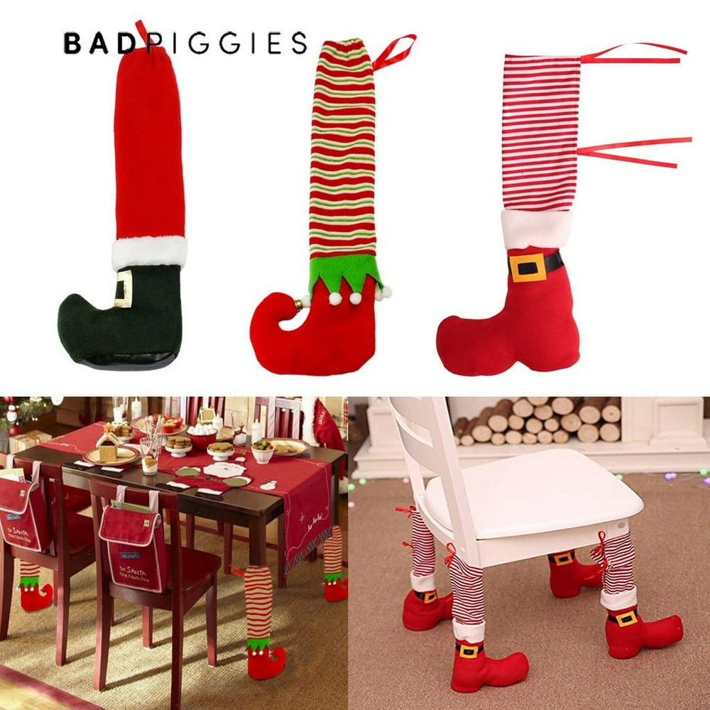 BadPiggies 2pcs Christmas Table and Chair Leg Covers Elf Elves Feet