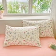 thumbnail image 5 of 3 Pieces Botanical Floral Beige Pink Flower Full Duvet Cover Vintage Style Soft Cotton Garden Floral Aesthetic Bedding Set, 5 of 7