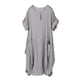 thumbnail image 1 of Qarigey Vestido suelto femenino manga corta primavera verano cuello Irregular Casual Color sólido vestidos hasta la rodilla Vestidos Gris METRO, 1 of 5