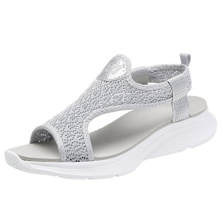 

zuwimk Sandals Women Women Open Toe Two Bands Lug sole Fashion Block Heel Sandals with Adjustable Ankle Strap Gray