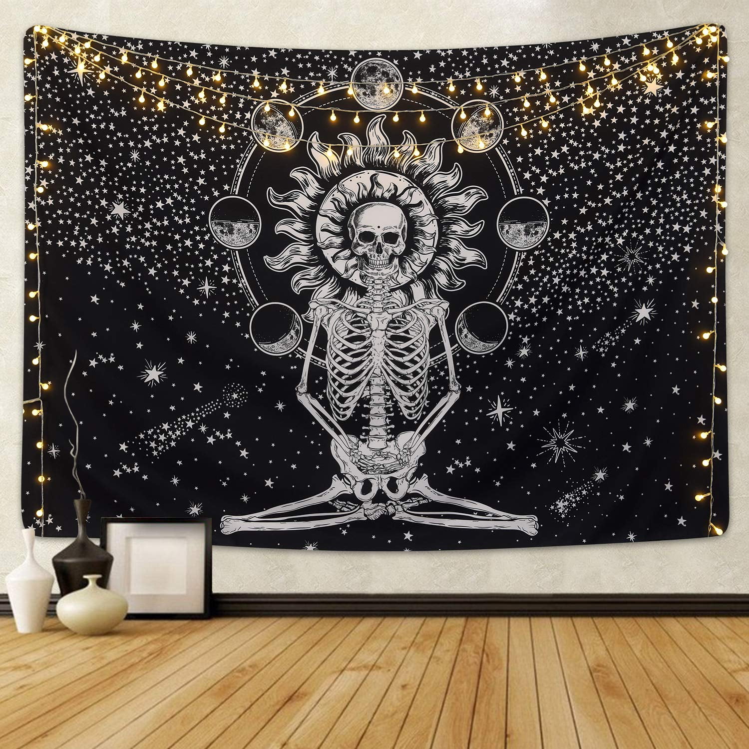 Skeleton moon tapestry hotsell