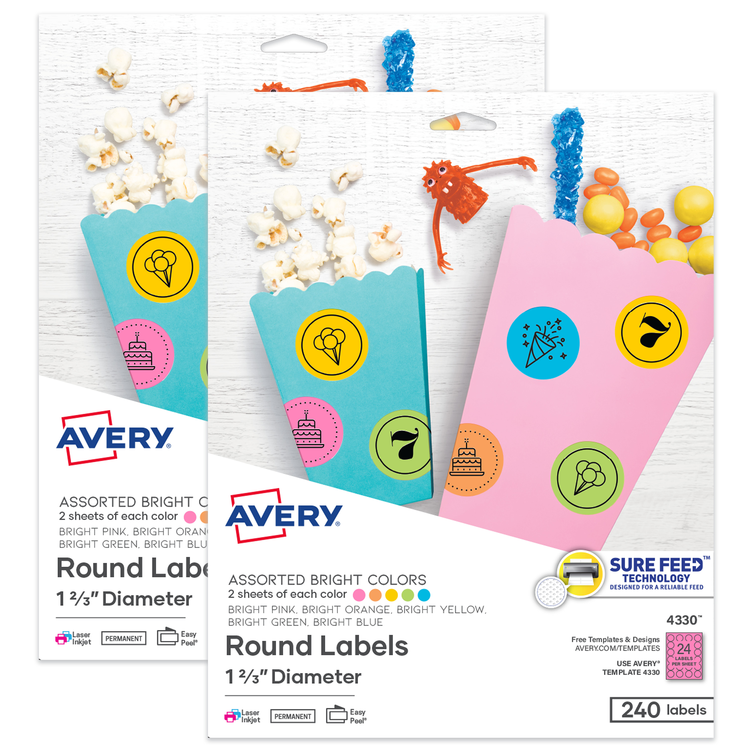 Avery Printable Round Labels with Sure Feed, 1-2/3 Inch ...
