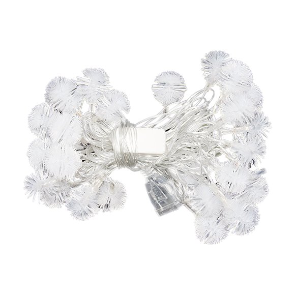 Pompotops 40 LED Christmas Balls Plush Snowball Dandelions Light Chain Christmas Fairying Light Chain For Christmas Tree Doorway Garden Clearance