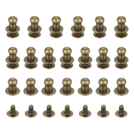 Uxcell 5mm Ball Head Stud Rivets Screw Back [20Pcs] - Metal Round Head Button Rivet for Bag & Belt & Handbag - Copper