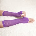 thumbnail image 4 of INSPIRE CHIC Women's Elbow Length Elastic Fishnet Fingerless Arm Gloves Purple One Size, 4 of 5
