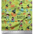 thumbnail image 1 of Soimoi Poly Georgette Fabric Ship Wheel,Pirate Boy & Jellyfish Ocean Fabric Prints by Yard 52 Inch Wide, 1 of 1