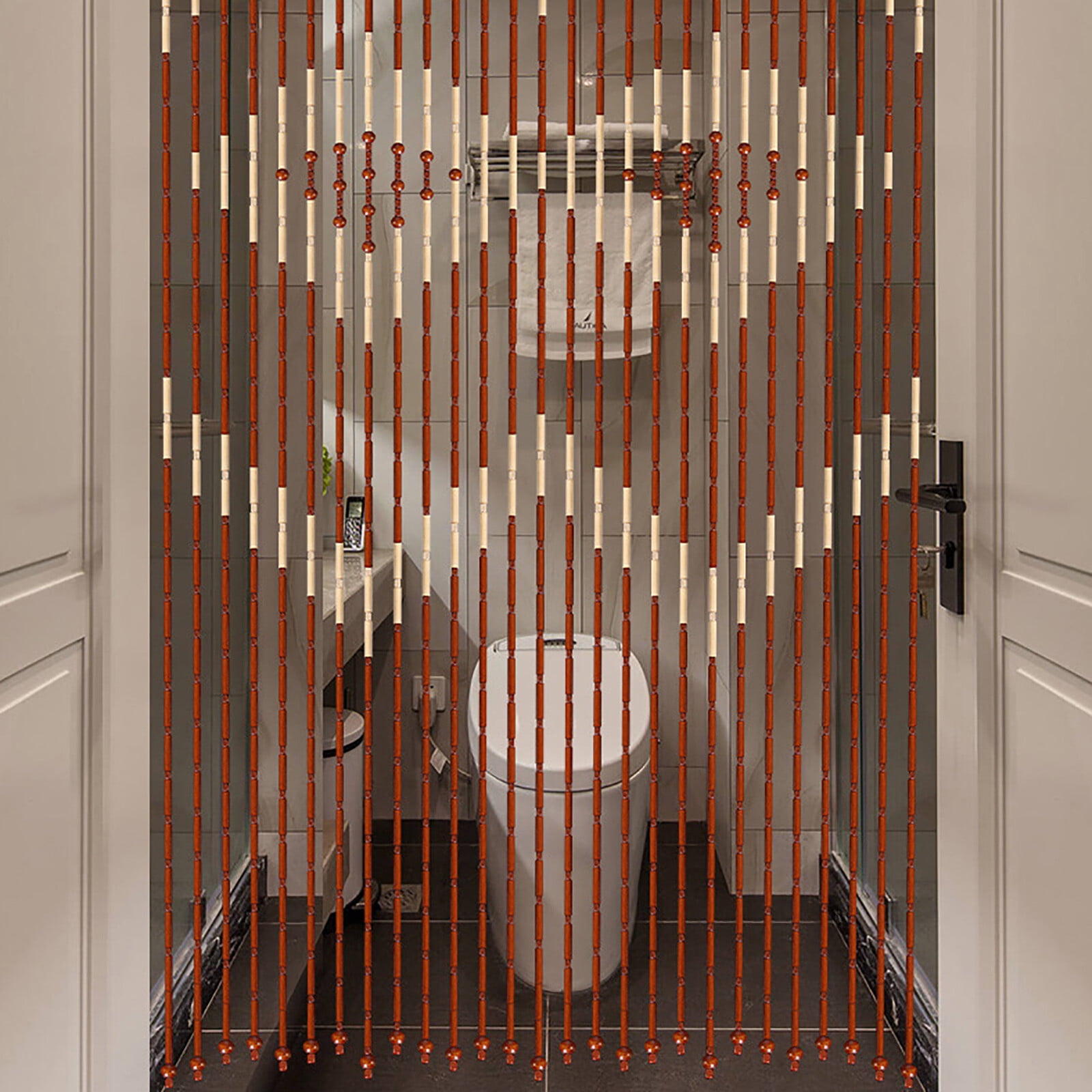 27-Strand Wooden Beads Door Curtains, Vintage Boho Hippie Style, Beaded Doorway Curtain for Bedroom Privacy Decor