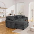 thumbnail image 3 of Nkurdsu 113" Modular Sectional Sofa with Ottoman, Corduroy L Shaped Cloud Couch for Living Room, 3 Seater, Gray, 3 of 4