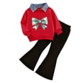 thumbnail image 4 of Kogui Girls Wide Leg 2 Piece Set Kids Toddler Girl Clothes Long Sleeve Top and Jeans Pants 2Pcs Fall Winter Girl Outfits 4T 5T (Dark Green,4-5 Years), 4 of 4