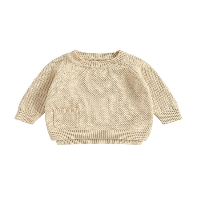 Chandail Tricoté pour Bébé Décontracté à Manches Longues, Chandails avec Poche, Tricot d'Automne pour Fille Garçon