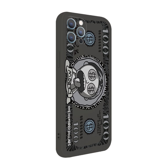 Funda De Silicona Suave Para iPhone 13 Pro Max 12 11 XR XS 7 8 Plus SE 2020 Rick and Morty Científico Loco Dólar Cuadrado Borde Recto Duabl